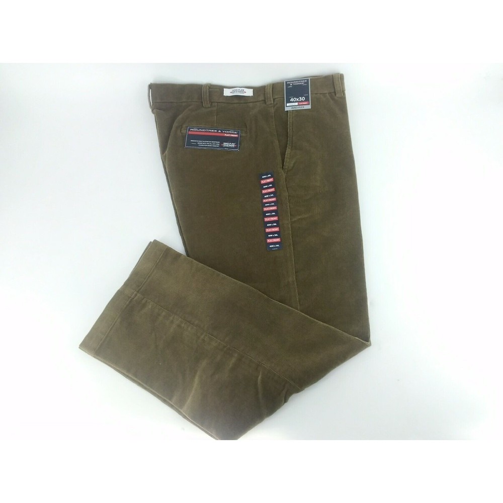 ROUNDTREE&YORKE PLEATED CORDUROY PANTS MENS SIZE 40X30 LIGHT BROWN NEW NWT